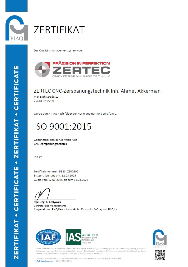ISO 9001 Zertifikat Vorschau